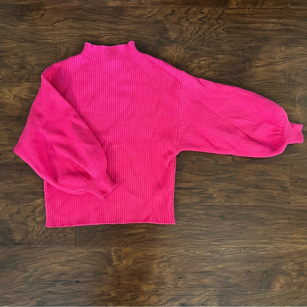 Line and Dot Hot Pink Ribbed Sweater